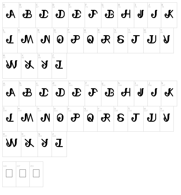 Natural Beauty font map
